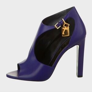 Tom Ford D'Orsay Peep Toe Pumps Purple Leather Ankle Strap Heels IT 40